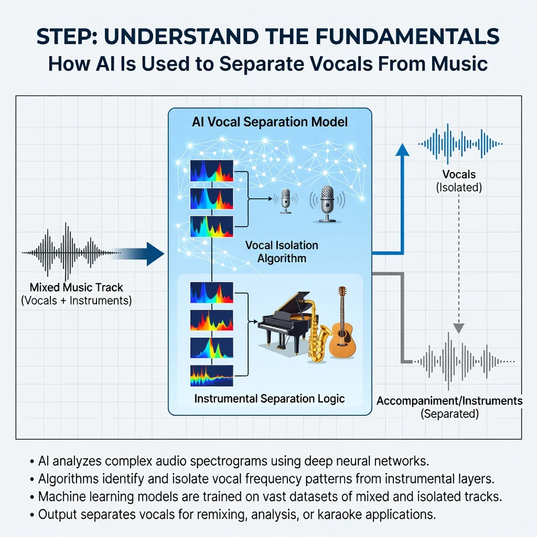 Step 1: Illustration for step: Understand the fundamentals related to How AI Is Used to Separate Vocals From