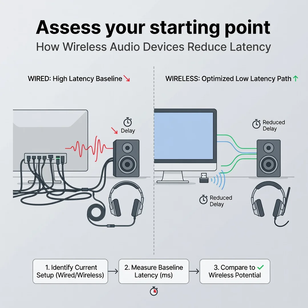 Step 2: Illustration for step: Assess your starting point related to How Wireless Audio Devices Reduce Laten