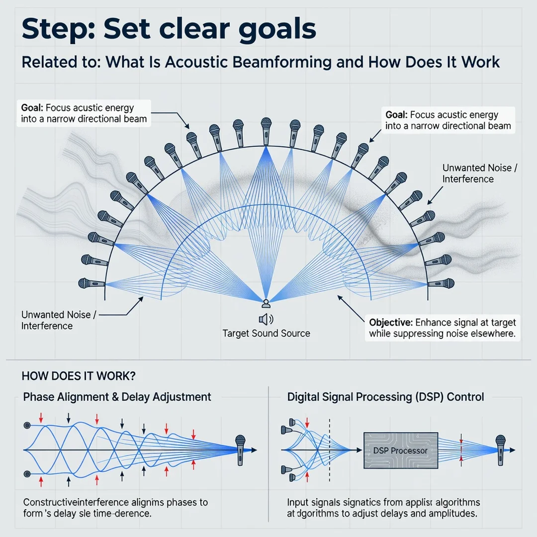 Step 3: Illustration for step: Set clear goals related to What Is Acoustic Beamforming and How Does It Work,