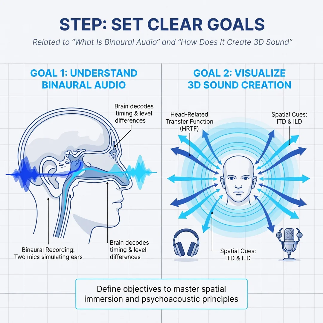 Step 3: Illustration for step: Set clear goals related to What Is Binaural Audio and How Does It Create 3D S