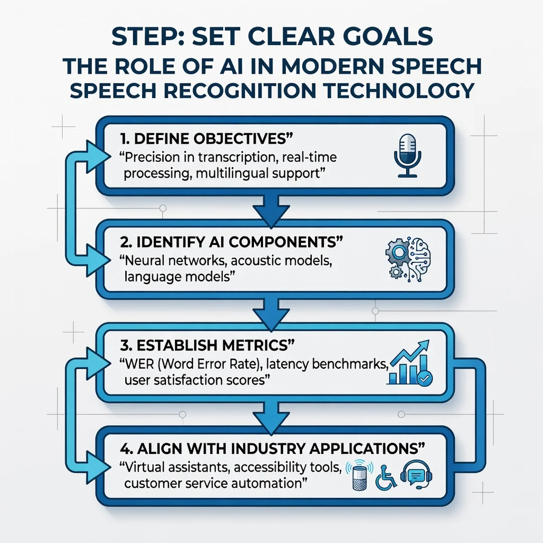 Step 3: Illustration for step: Set clear goals related to The Role of AI in Modern Speech Recognition Techno
