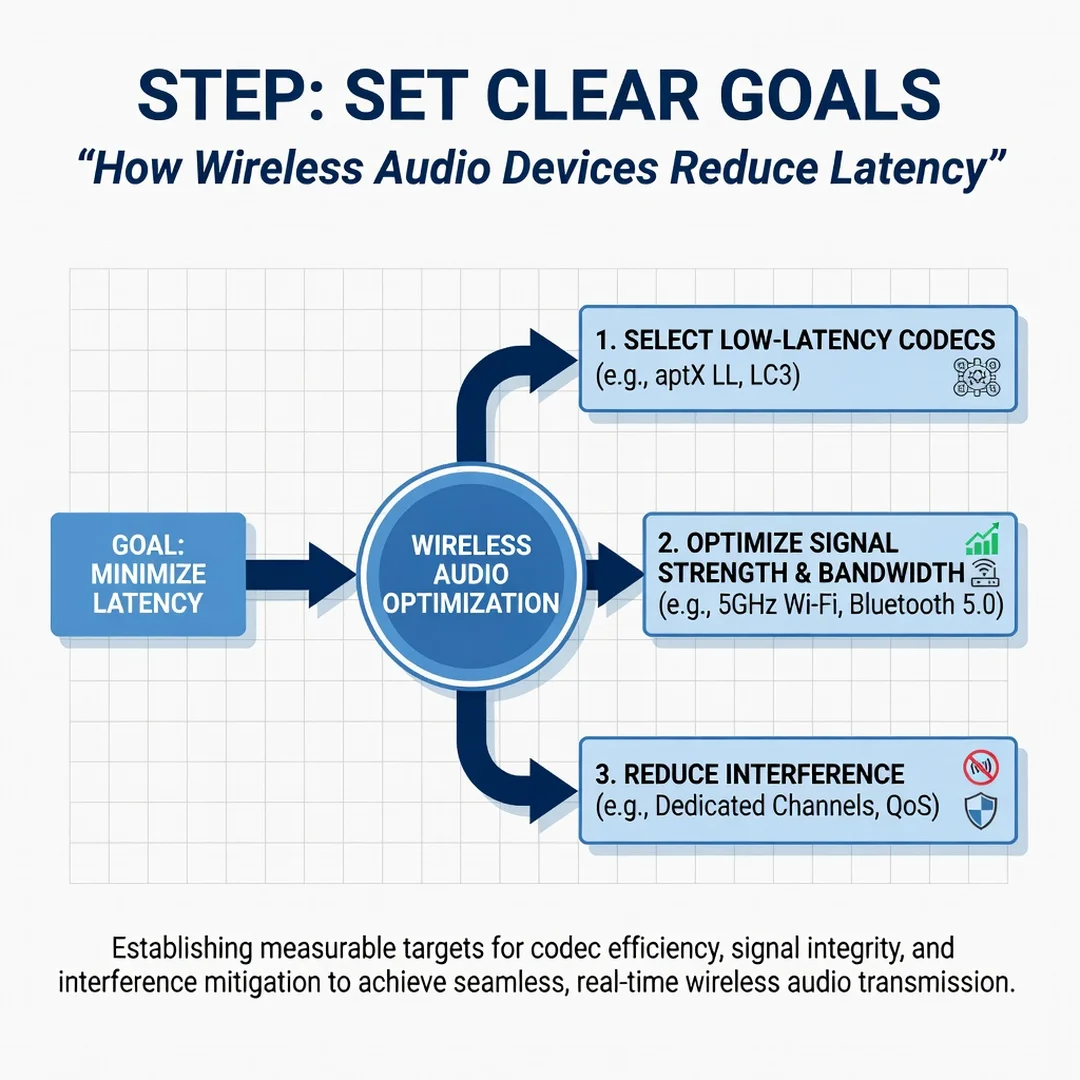 Step 3: Illustration for step: Set clear goals related to How Wireless Audio Devices Reduce Latency, profess