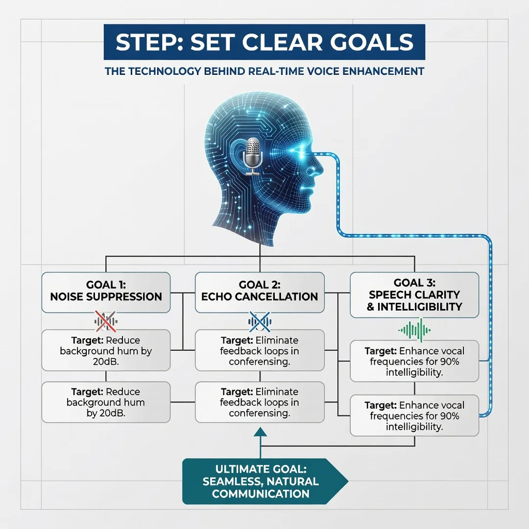 Step 3: Illustration for step: Set clear goals related to The Technology Behind Real-Time Voice Enhancement,