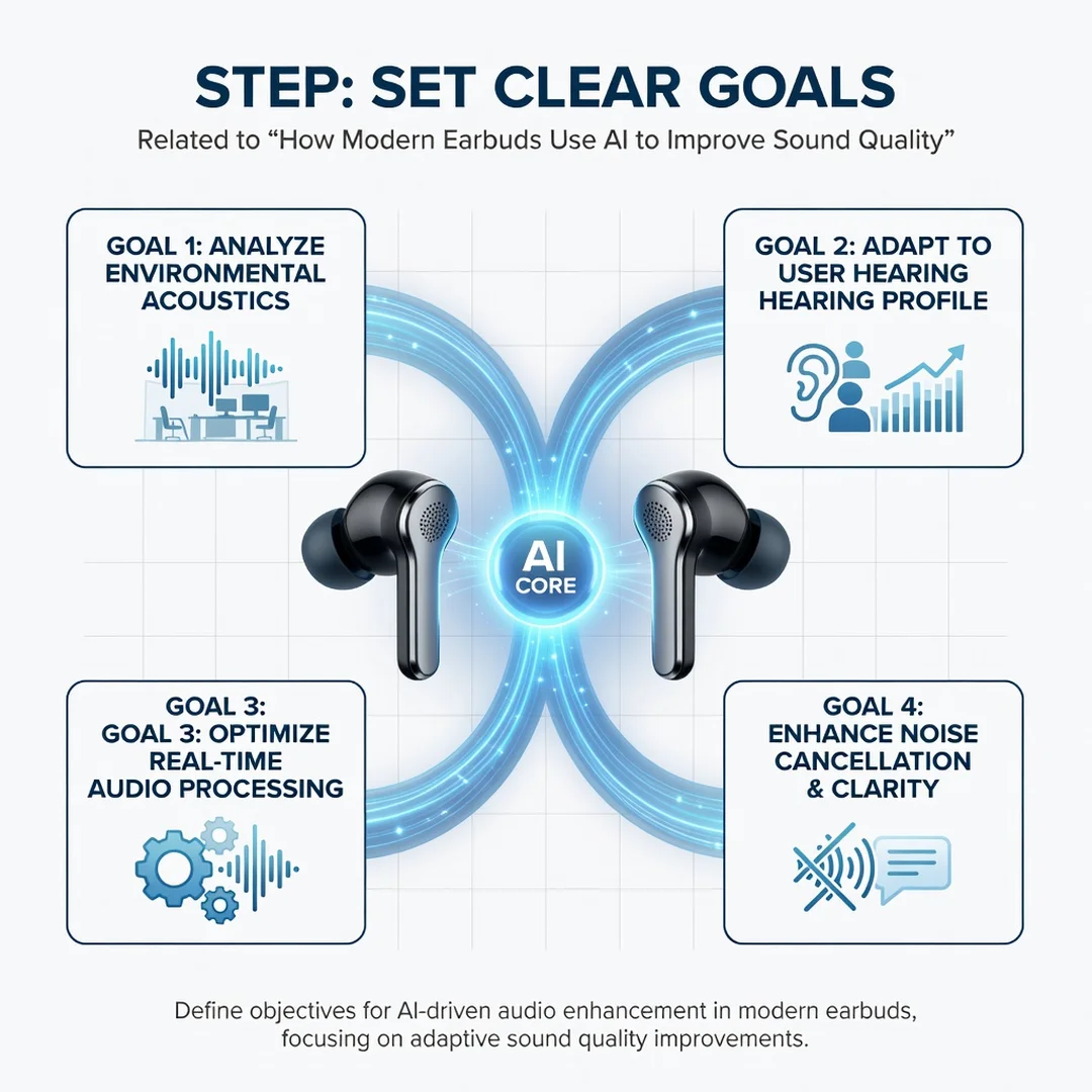 Step 3: Illustration for step: Set clear goals related to How Modern Earbuds Use AI to Improve Sound Quality