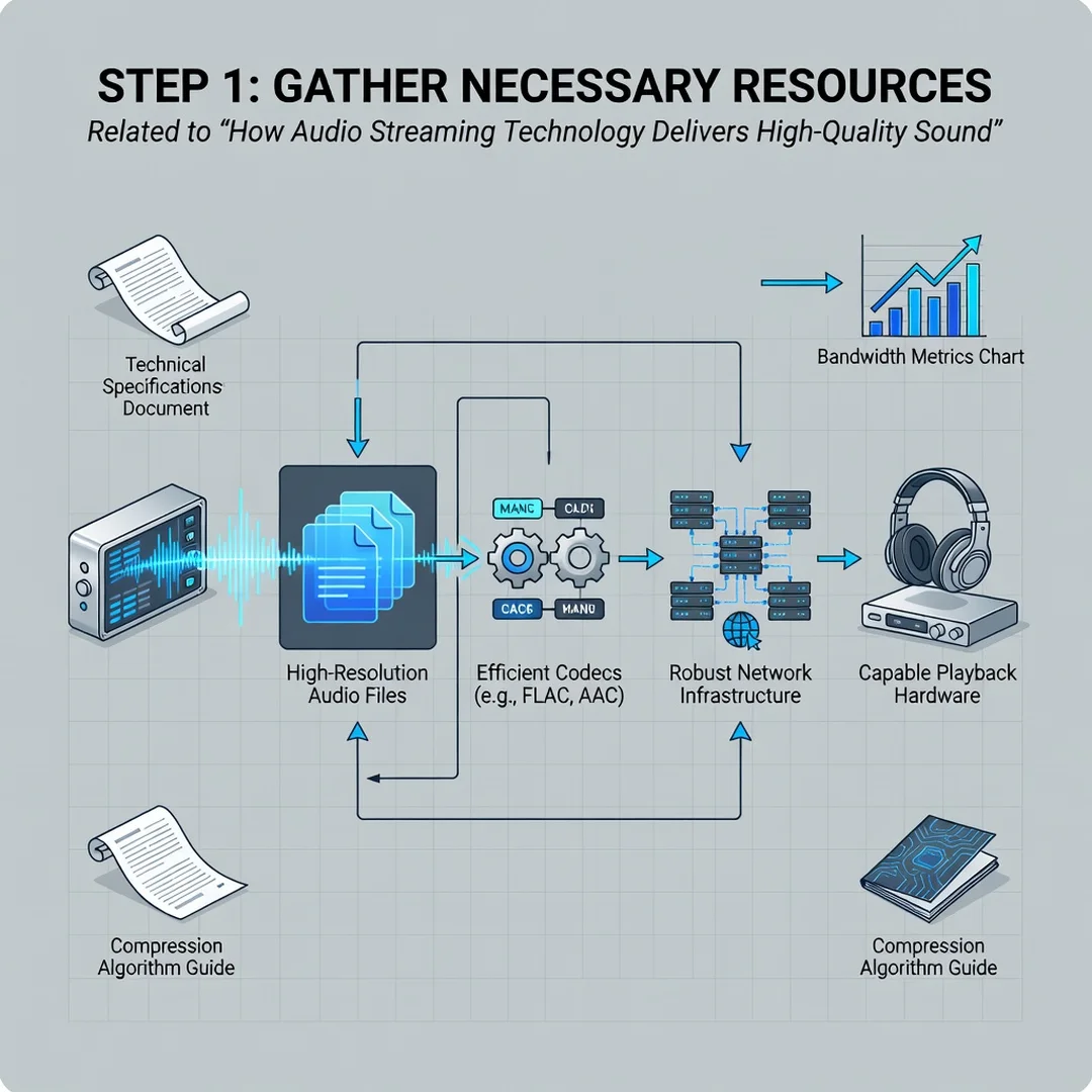 Step 4: Illustration for step: Gather necessary resources related to How Audio Streaming Technology Delivers