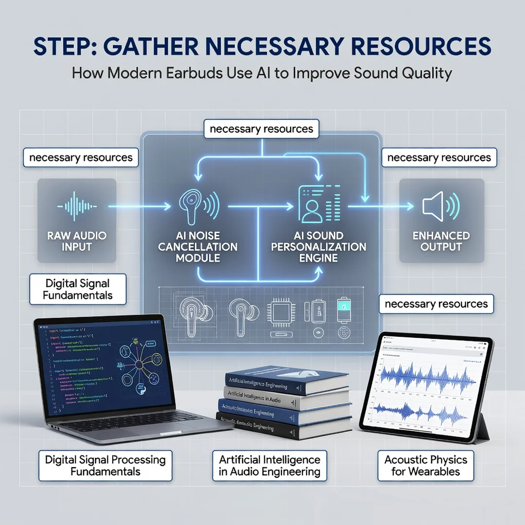 Step 4: Illustration for step: Gather necessary resources related to How Modern Earbuds Use AI to Improve So