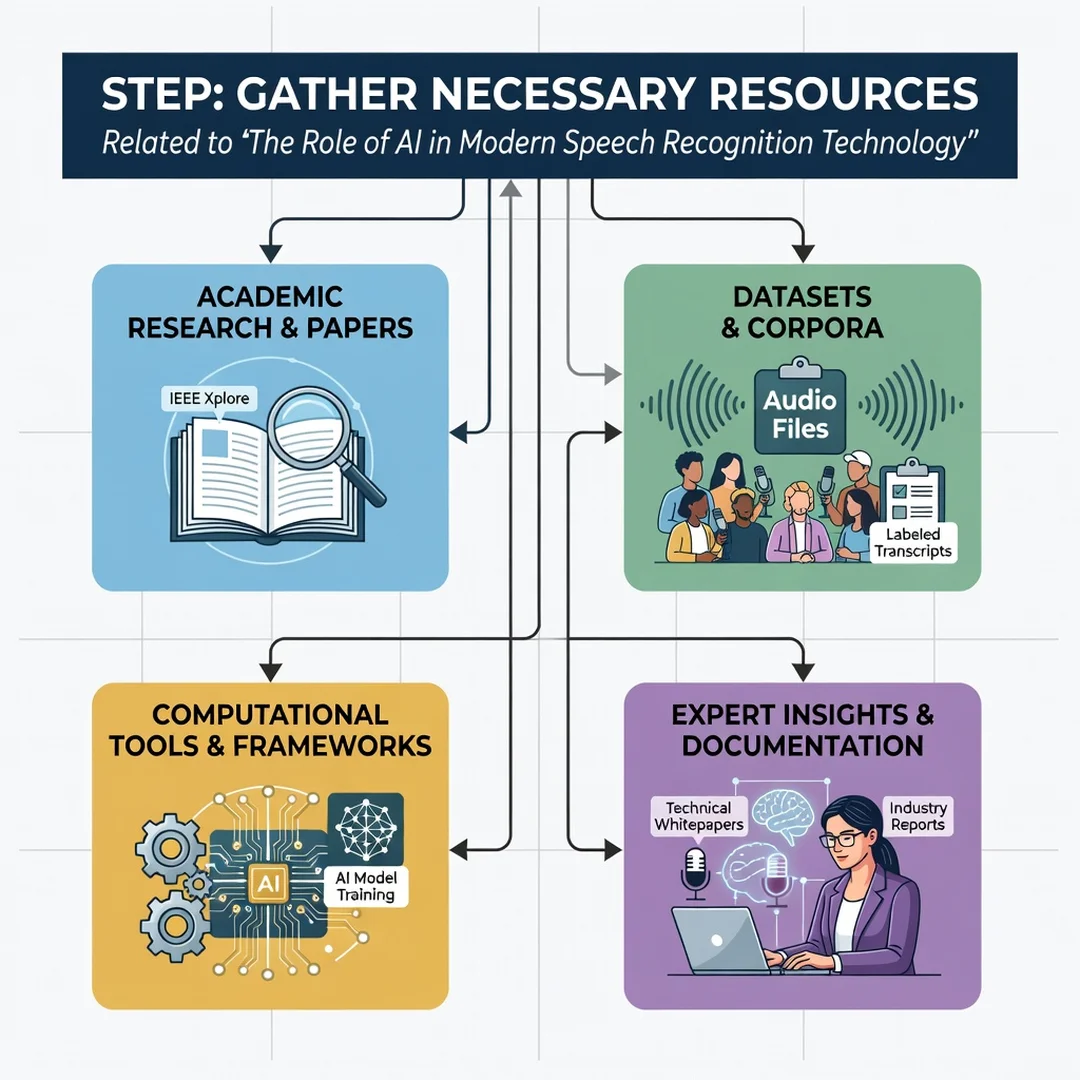 Step 4: Illustration for step: Gather necessary resources related to The Role of AI in Modern Speech Recogni