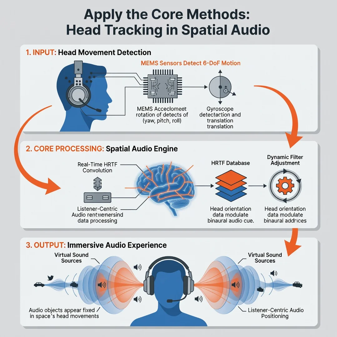 Step 5: Illustration for step: Apply the core methods related to What Is Head Tracking in Spatial Audio and 