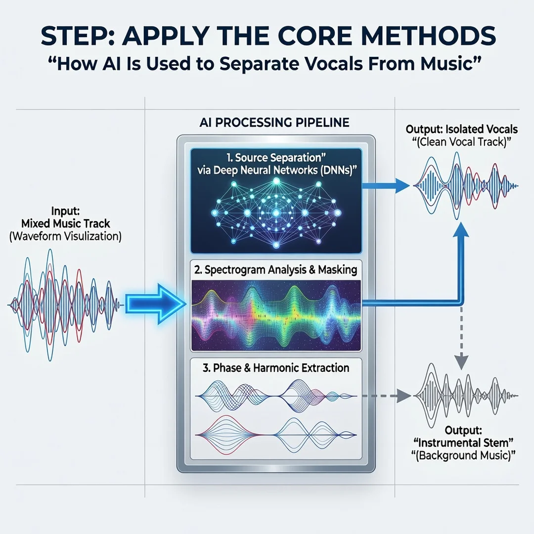 Step 5: Illustration for step: Apply the core methods related to How AI Is Used to Separate Vocals From Musi