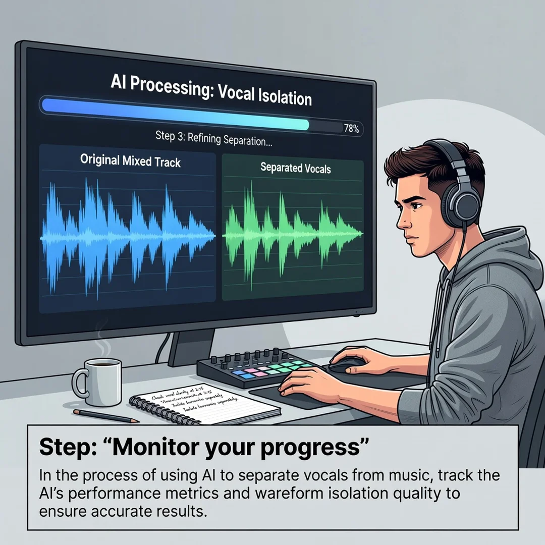 Step 6: Illustration for step: Monitor your progress related to How AI Is Used to Separate Vocals From Music