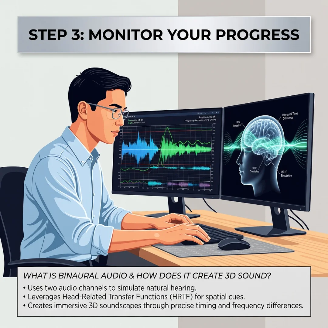 Step 6: Illustration for step: Monitor your progress related to What Is Binaural Audio and How Does It Creat