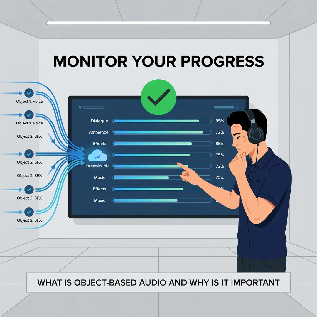 Step 6: Illustration for step: Monitor your progress related to What Is Object-Based Audio and Why Is It Imp
