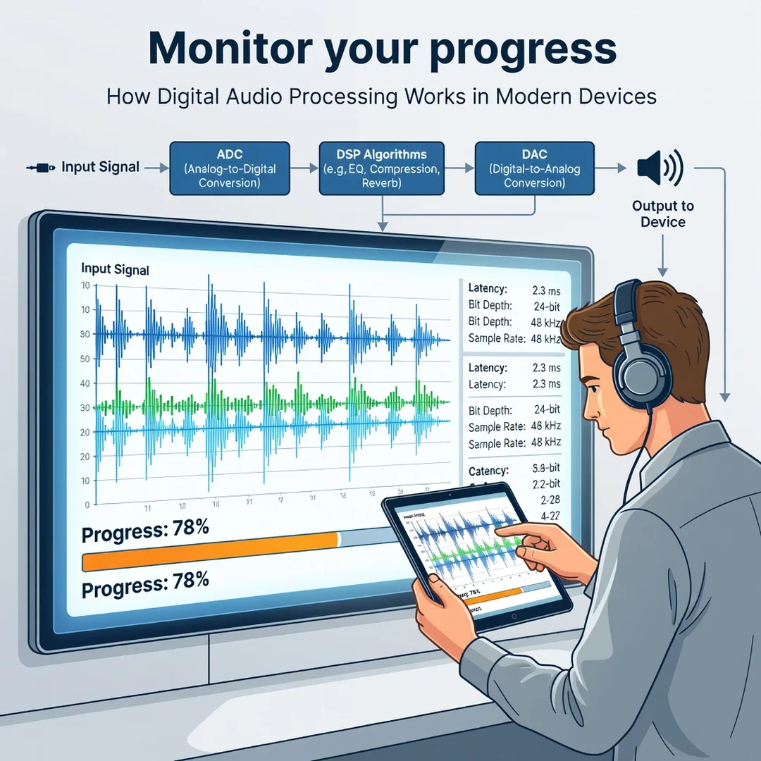 Step 6: Illustration for step: Monitor your progress related to How Digital Audio Processing Works in Modern