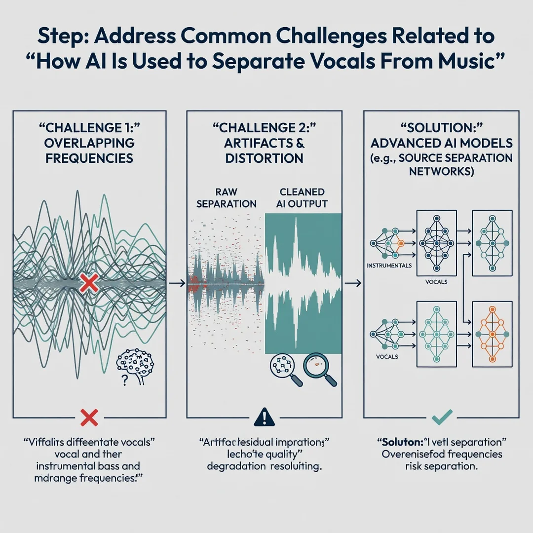 Step 7: Illustration for step: Address common challenges related to How AI Is Used to Separate Vocals From M