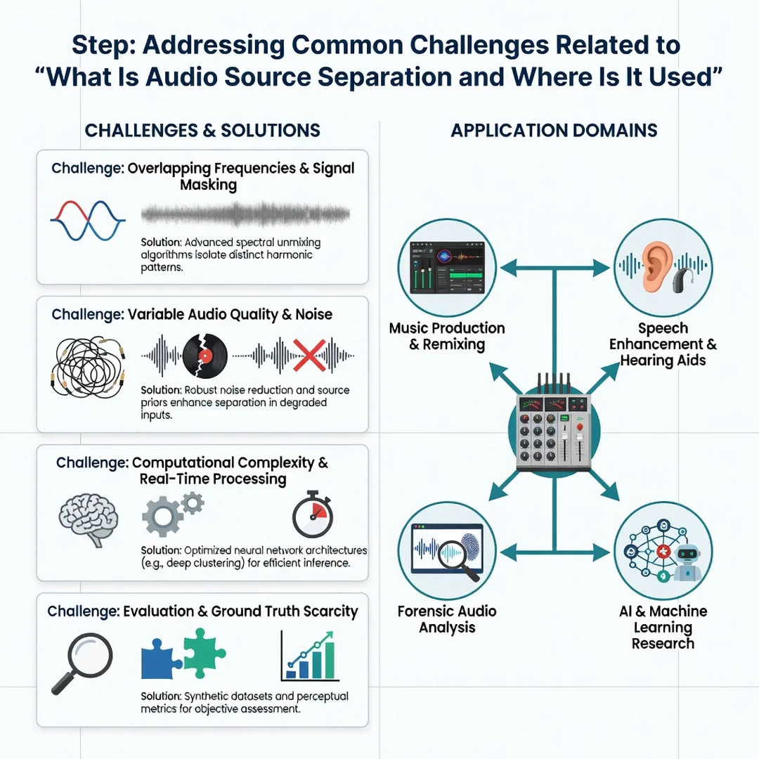 Step 7: Illustration for step: Address common challenges related to What Is Audio Source Separation and Wher