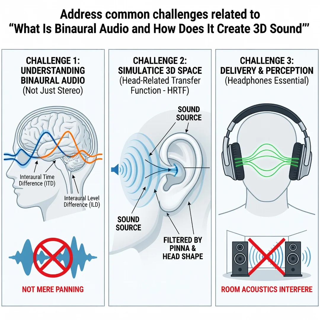 Step 7: Illustration for step: Address common challenges related to What Is Binaural Audio and How Does It C