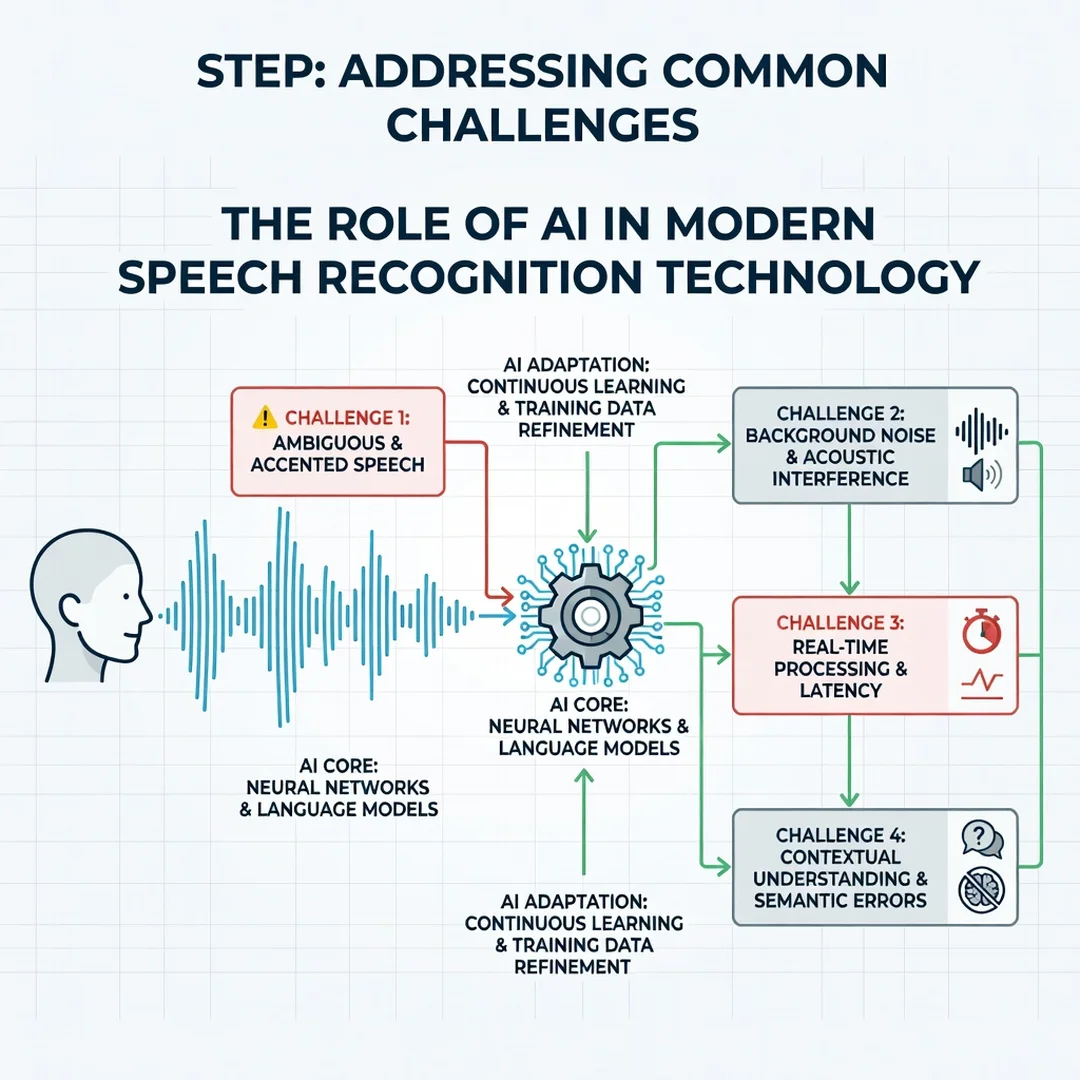 Step 7: Illustration for step: Address common challenges related to The Role of AI in Modern Speech Recognit