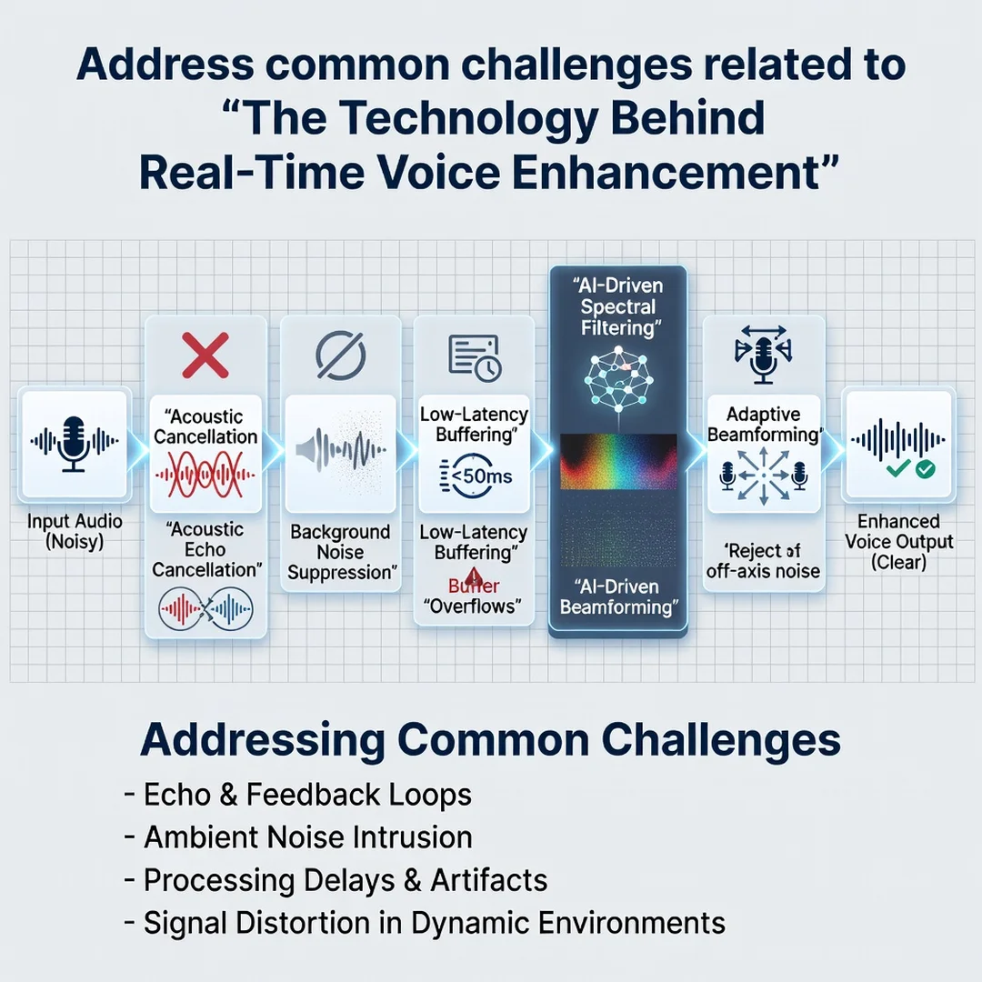Step 7: Illustration for step: Address common challenges related to The Technology Behind Real-Time Voice En