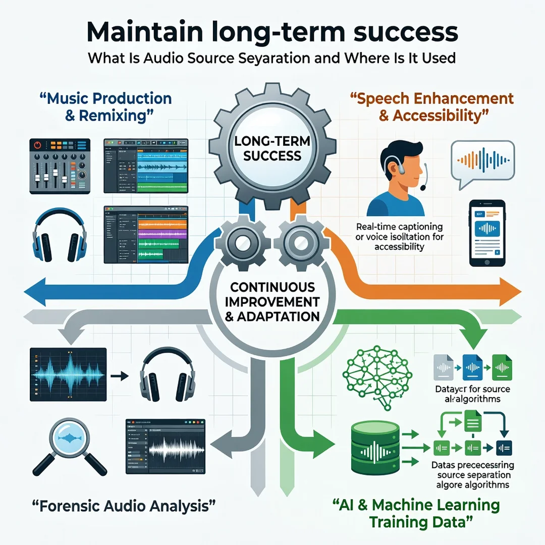 Step 8: Illustration for step: Maintain long-term success related to What Is Audio Source Separation and Whe